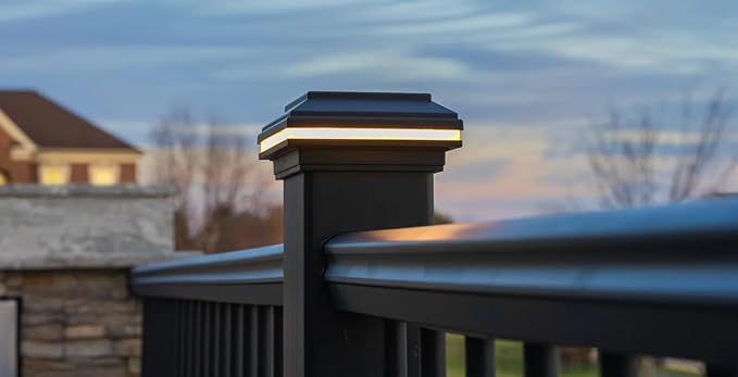 Tru-Scapes® 4.5” Composite LED Low Voltage Deck Post Cap Light (ONLY fits a Trex Transcend Post) (Black) (NOT Solar) - Works with Trex LightHub Plug N Play System