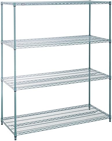 HUBERT Commercial NSF Heavy Duty Green Epoxy 4-Tier Wire Rack for Kitchen Warehouse Garage - 24 x 60 x 72