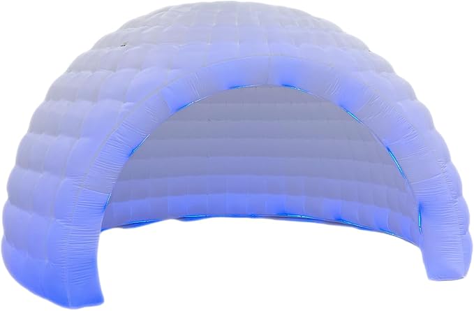 Striking Inflatable Igloo Dome Tent with Led Strips &amp Big Opening Outdoor Portable Nightclub Disco Igloo Party Wedding House White Oxford Air Marquee for Events (16.4Ft 5m D)