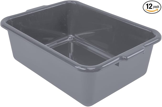 QUANTUM STORAGE SYSTEMS FSB-21157GY Latch Bussing Tubs Heavy Duty Part Organizer Gray Bins 21 L x 15 W x 7 H 12 Pack