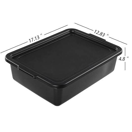 Idomy 3-Pack 13 L Black Commercial Bus Tub Plastic Bus Box with Lids