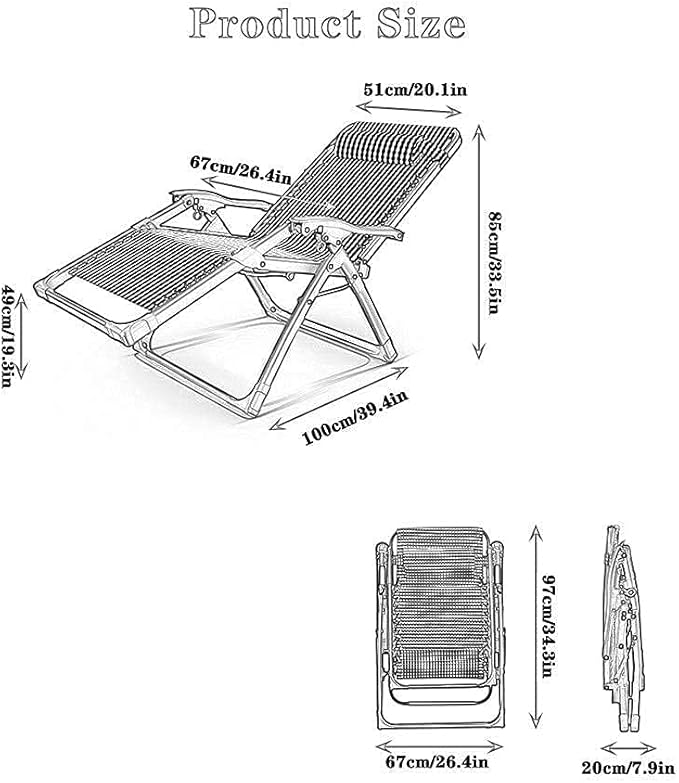 ReclinerFolding Sun Lounger Chair Garden FurnitureCamping Garden Deck Chairs Zero Gravity Recliner Reclining Waterproof Chaise Loungers Metal for Outdoor Office
