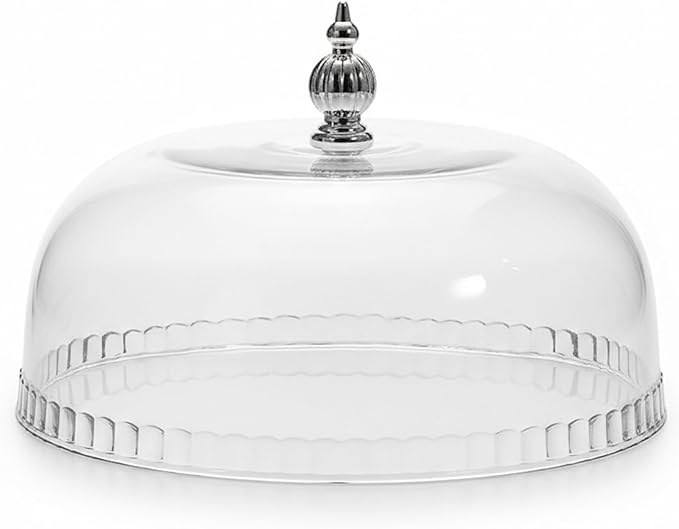 Cake Cover 9.1 Inch Transparent Cake Dome with Silver Handle Food-Grade Plastic Cakes Stand Lid for Kitchen Dining Table Parties