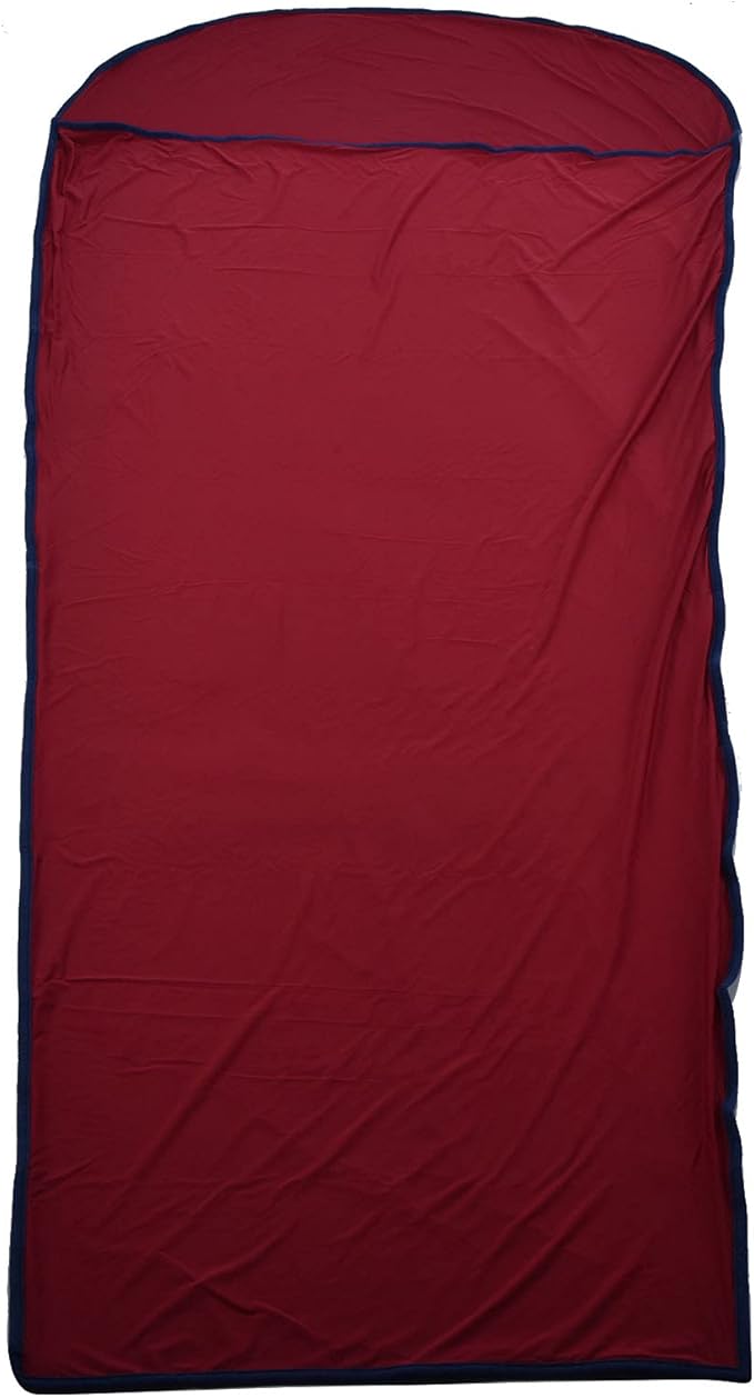 Ultralight Multifunctional Sleeping Bag Liner Elastic and Breathable for Camping Hiking Backpacking with Storage Bag Skin Friendly Polyester Fabric Unfolded Size 78.7x31.5in (Wine Red)