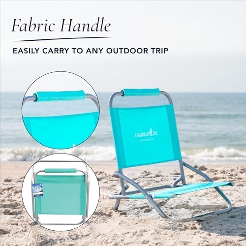 Caribbean Joe Folding Beach Chair 1 Position Lightweight and Portable Foldable Outdoor Camping Chair Teal