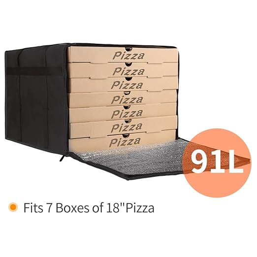 Bodaon Insulated Pizza Delivery Bags 20 x 20 x 14 Insulated Food Delivery Bag for Rideshare Drivers Pizza Pack Pizza Hot Warmer Carrier Food Warmers for Parties Insulation (Black 1Pk)