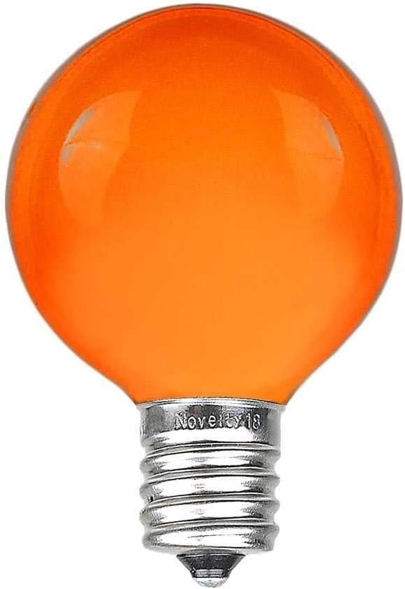 G50 Patio String Lights with 25 Orange Globe Bulbs – Outdoor String Lights – Market Bistro Café Hanging String Lights – Patio Garden Umbrella Globe Lights - Brown Wire - 25 Feet