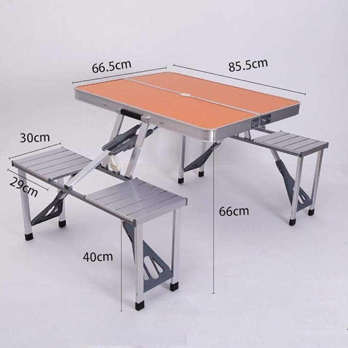 Outdoor Camping Folding Table and Chair One Table Four Chairs Aluminum Alloy Connected Simple Portable Folding Picnic TableSilver