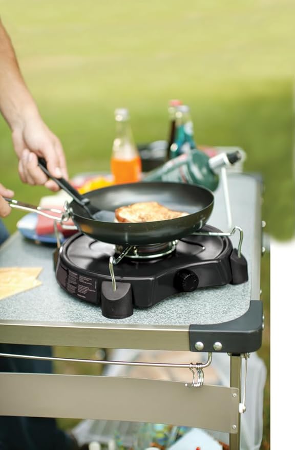 Coleman PowerPack 7500 BTU Propane Camping Stove Portable Adjustable Burner with Precise Temperature Control Fits 12-Inch Pan Great for Camping Hunting Backpacking Tailgating &amp More