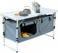 Camping Table Folding Camping Table with Storage Portable Kitchen Table Lightweight 3 Heights Adjustable Camping Furniture for BBQ Picnic Camping Hiking Beach and Indoor