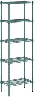 Commercial Wire Shelving Unit 5 Adjustable Shelves with 74 Posts Heavy-Duty Metal Storage Rack Multiple Sizes and Finishes Certified to NSF Standards (Green Epoxy 14 x 24)