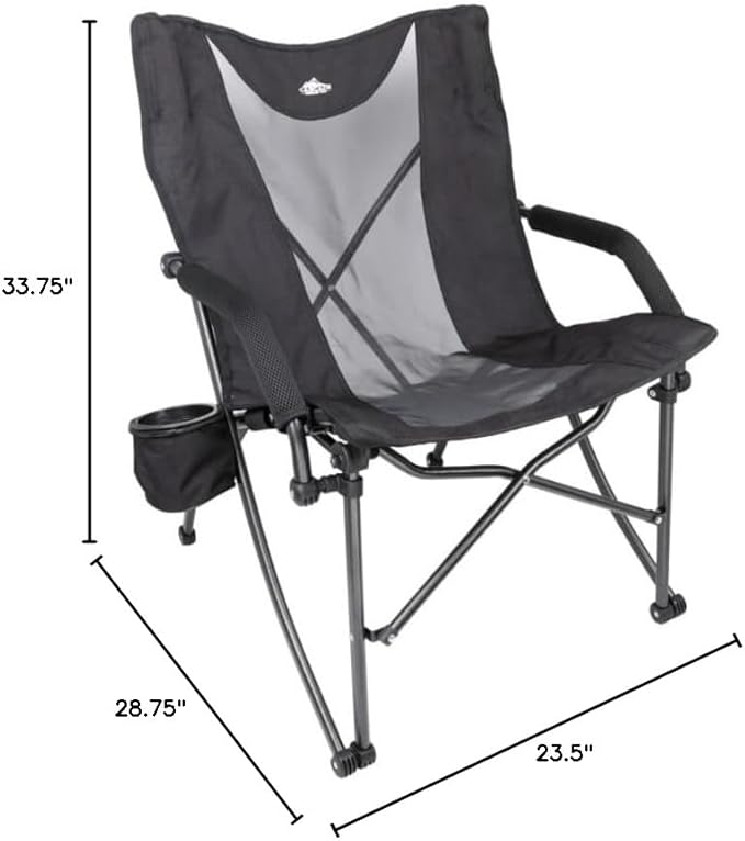 Cascade Mountain Tech Heavy Duty Folding Camp Chair Black