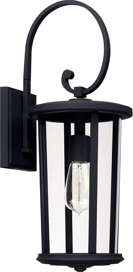 Capital Lighting 926711BK Howell Clear Glass Outdoor Wall Sconce 1-Light 100 Watt 21 H x 8 W Black