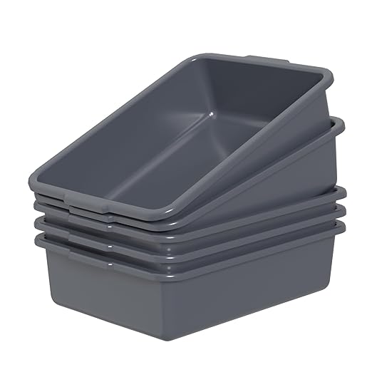 8 L Gray Small Commercial Bus Tubs Plastic Food Service Bus Tub 5 Packs