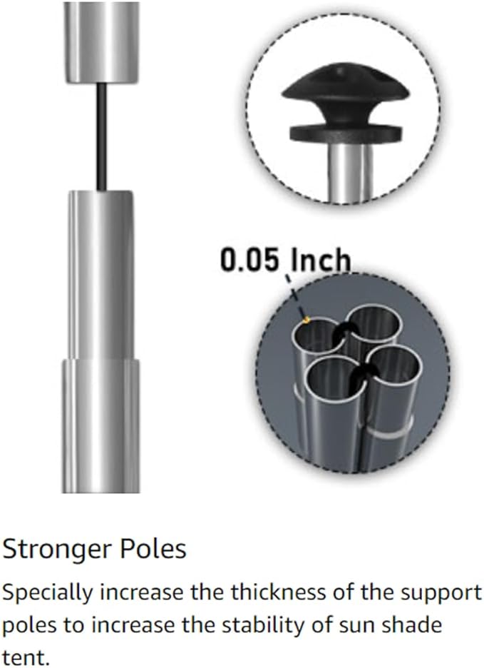 2 Beach Canopy Stability Poles for a Beach Tent with Patented Pole Bracket