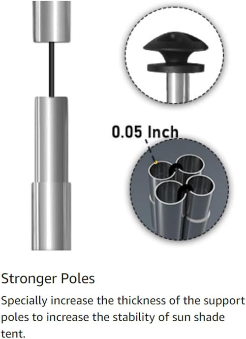 2 Beach Canopy Stability Poles for a Beach Tent with Patented Pole Bracket