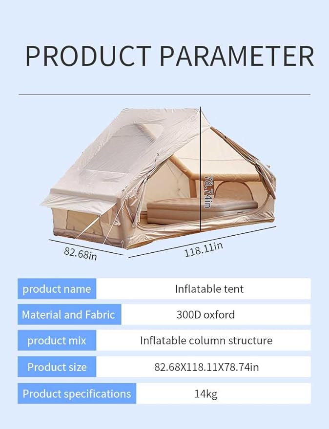 2025 Upgraded Waterproof Inflatable Camping Tent for 5-8 People No Assembly Needed Luxury Glamping House Oxford Fabric Inflatable Camping Tents with Hand Pump