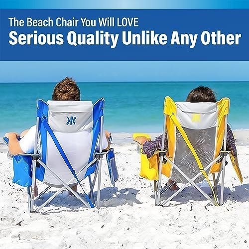 Kijaro Beach Sling Chair with Cooler Pocket - Various Fun Colors &amp Patterns - Perfect Beach Folding Chair and Camping Chair - Includes a Detachable Pillow