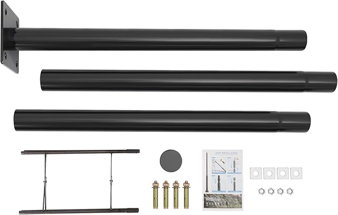 Street Light Pole 10ft Tall Split Street Lamp Post for Outdoor Street Courtyard Parking Lot Lighting Post Fixtures with Mounting Ground Cage (10FT 76mm)