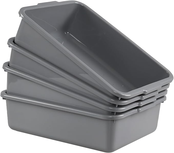 Cand 4 Pack Food Service Bus Tubs 8 L Restaurant Bussing Tub Commercial Bus Tub Grey