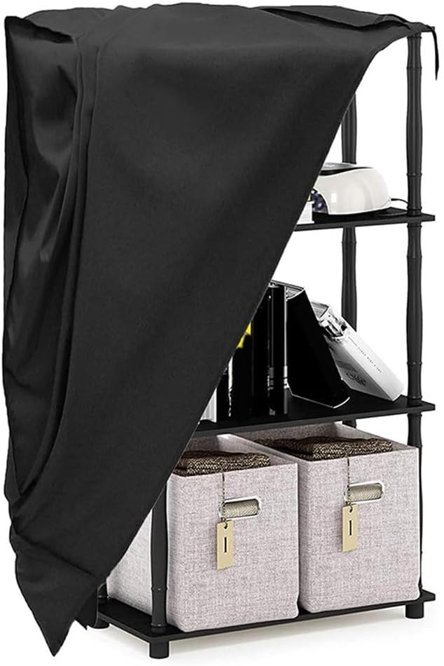 Storage Shelf Cover with See-Through Mesh PVC Panel Water Resistant Outdoor Rack Protector with 3-Way Zippers and Wind Strips for Garage Shed Truck Fits 36L x 18W x 72H Racks Black