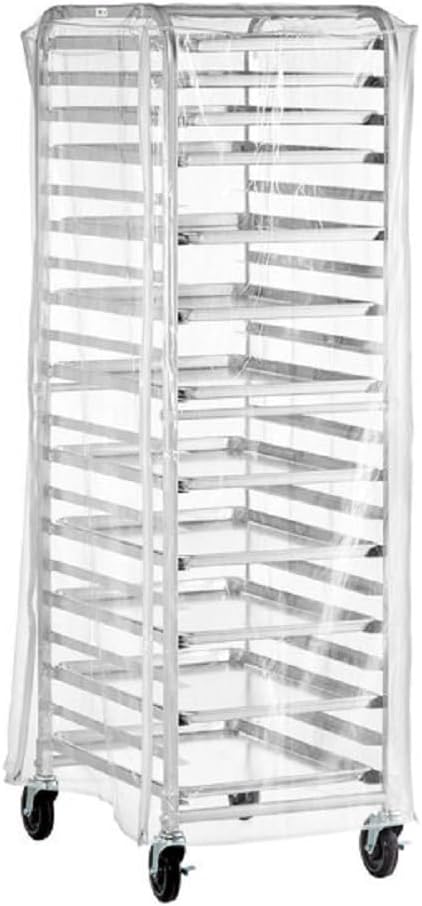 TrueCraftware- Durable Clear Plastic Cover for 20 Tier Bun Pan Sheet Rack 28 x 23 x 61 - Heavy Duty Plastic Sheet Pan Rack Cover with Zippers Sheet Pan Rack Cover for Home Kitchen Restaurant Bakery
