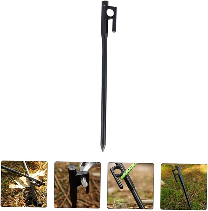 TOYANDONA 8Pcs Cast Iron Tent Stakes Durable Pegs for Outdoor Camping Garden Use Ground Fixing with Smooth Tip for Easy Soil Insertion
