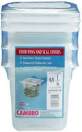 Cambro Set of 3 Translucent Food Pans and Seal Covers GN 1/6 Size 6 Inch Deep