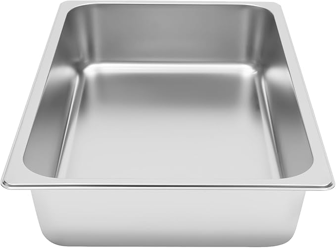 Steam Table Pans with Lids Set of 4 20x12x4 Inch Hotel Pans 2.38 Gallon 201 Stainless Steel Food Pans One-Piece Design Dishwasher Oven Safe for Restaurant Catering Buffet