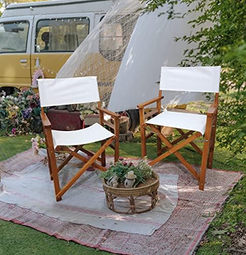 2pcs Wooden Folding Chair - Director Chair for Camping Home Patio - Portable Chair High Foldable Stool for Outdoor Director's Chairs Foldable Makeup Chair for Makeup Artist - populus + Canvas