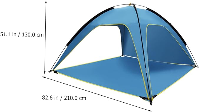 Mikikit 1Pc Quick Opening Camping Tent Shelter Lightweight Beach Canopy Mat Portable Outdoor Tarp for Hiking Picnic and Family Use Durable UV Protection Removable Base