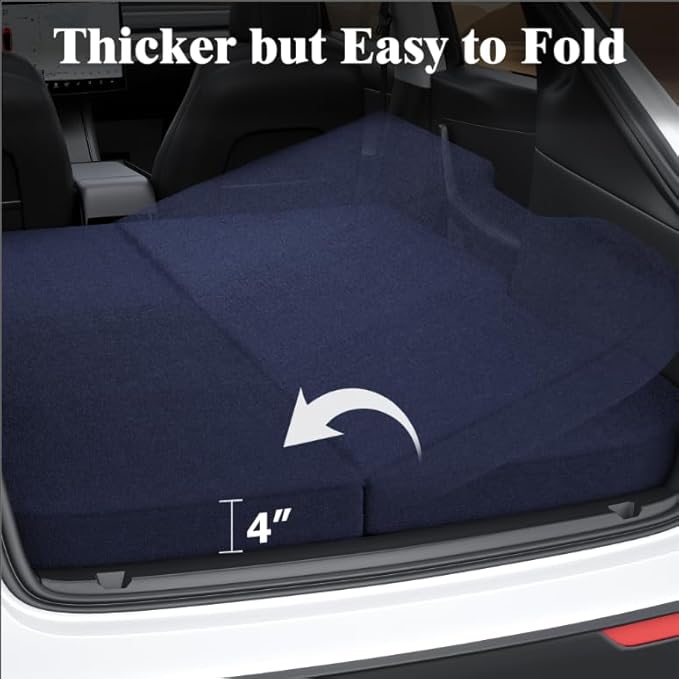 4 Memory Foam Camping Mattress for Tesla Model Y 76 x 43 CertiPUR-US Foam Car Bed Mattress Dark Blue