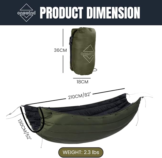 onewind Double Hammock Underquilt Warm Insulation Ultralight 3-4 Season Camping Quilt Portable for Hiking Backpacking