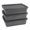 3-Pack 13 L Plastic Commercial Bus Tub Gray Bus Box with Lid