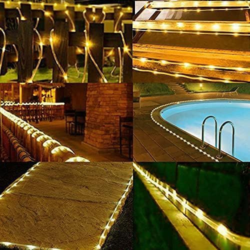 99FT 1000LED Solar Rope Lights - Warm White Solar Powered String Lights with 8 Lighting Modes IP65 Waterproof Fairy Light for Outdoor Garden Yard Tree Christmas Holiday Decor