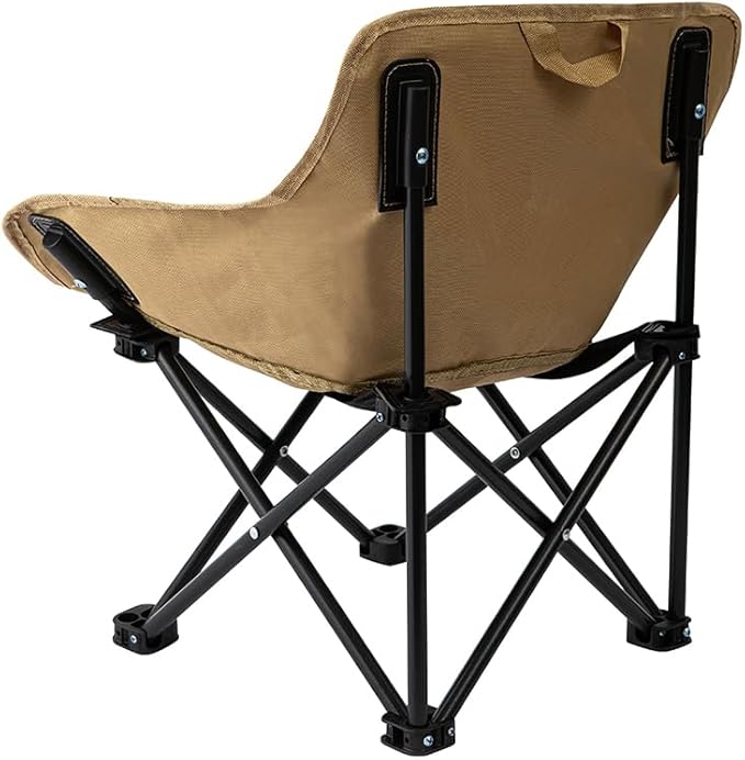 Foldable Outdoor Camping Chair with Padded Seat and Sturdy Frame – Portable Beach and Travel Chair – Lightweight Lawn Chair for Picnic Fishing Hiking Backyard Use (Khaki 17.72*17.72*26.77 IN)