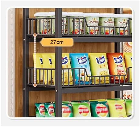 Retail Snack Display Stand Metal Supermarket Shelf Candy Storage Cart Rack Potato Chip Floor Organizer for Pantry Convenience Stores Concession White-4tier-50x27x146cm