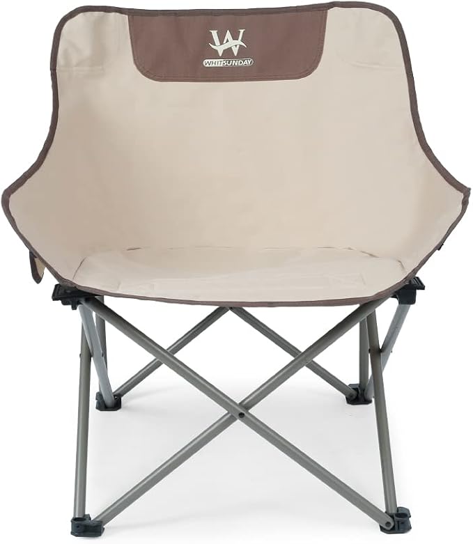 Whitsunday Outdoor Foldable Camping Chair with Built-in Side Pocket (2 Ivory)