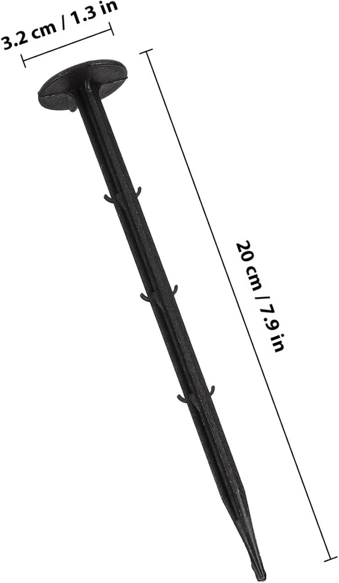 Alipis 100pcs Plastic Ground Anchors and Fixing Stakes 20cm for Garden Greenhouse Shade Net Sturdy Pegs for Outdoor Camping Tent and Landscaping Use