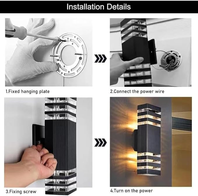 6Pack 15inch LED Square Up &amp Down Wall Lights14W Outdoor Wall Light 4000K Day White Aluminum Body Waterproof IP65 LED Exterior Light Fixtures Wall Mount for House Patio Garage Garden.