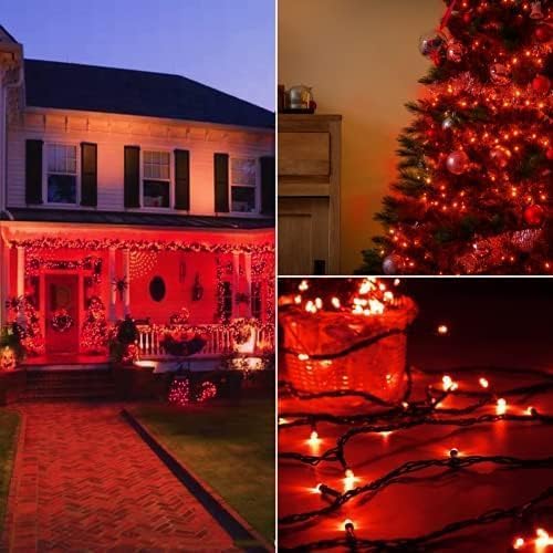 Connectable 240LED 88Ft 13Modes Valentine String Lights Indoor Outdoor | Extendable Green Wire Red Valentine Lights with Timer Twinkle Fairy Light Plug in for Xmas Bedroom Wedding Party Decor(Red)