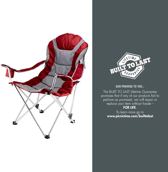 Picnic TIME NCAA Arkansas Razorbacks Reclining Camp Chair - Beach Chair for Adults - Sports Chair with Carry Bag