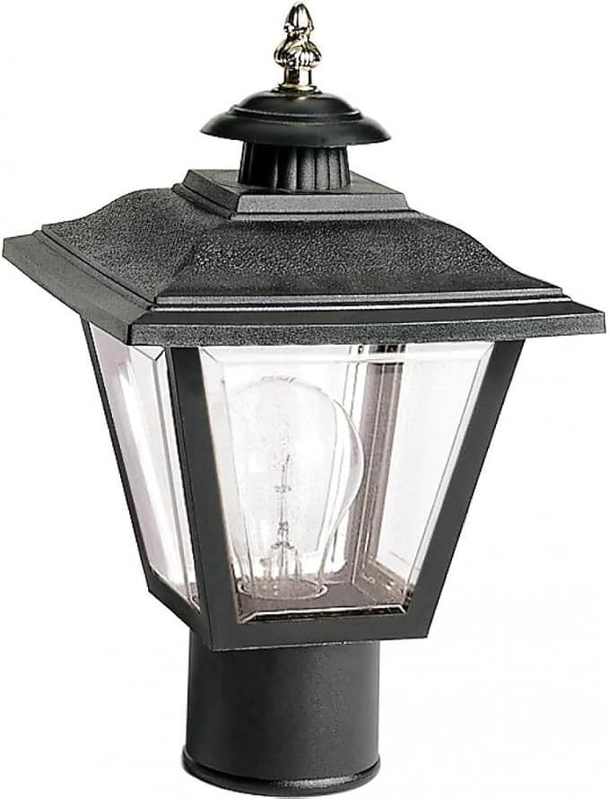 Nuvo SF77/898 Coach Post Lantern with Acrylic Panels Black
