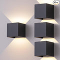 4 Pack Outdoor Wall Sconces Exterior/Interior LED Wall LightsSquare Modern Wall Sconce Fixture Set Up and Down Lights IP65 Outdoor Waterproof Lights 12W Warm Light 3000K Wall Light.