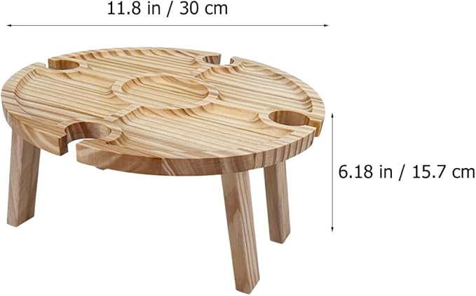 ARTIBETTER Folding Picnic Table with Bottle Rack Wooden Beach Table Mini Foldable Low Camping Desk for Travel and BBQ