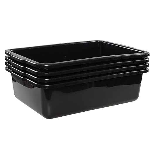 Black Commercial Bus Tubs 32 L Plastic Bus Box/Wash Basin 4 Packs