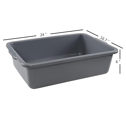 4 Pack Commercial Bus Box 32 L Plastic Bus Tubs Gray