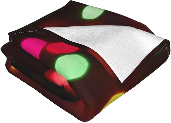 60X50 Christmas Lights Glowing Lightweight Flannel Blanket - Soft and Breathable Polyester Suitable for Travel Camping and Home Decoration