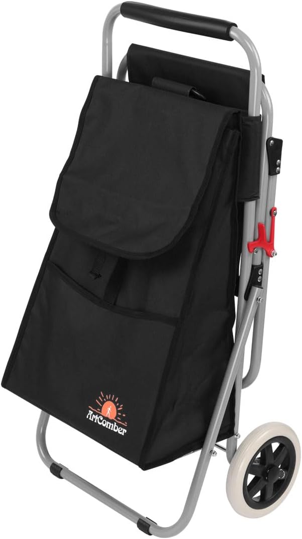 Creative Mark The ArtComber Folding Big Wheeled Portable Rolling Chair/Art Cart with Storage - Black