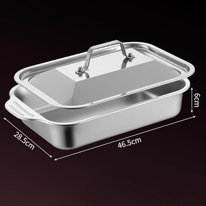 18x11 Inch Commercial Stainless Steel Pan with Lid and Cool Touch Handles Suitable for Lasagna Casseroles Sheet Pan Dinners and Bread Proofing